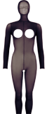 Catsuit mit Maske, Schritt, Busen und Rücken offen S-L
